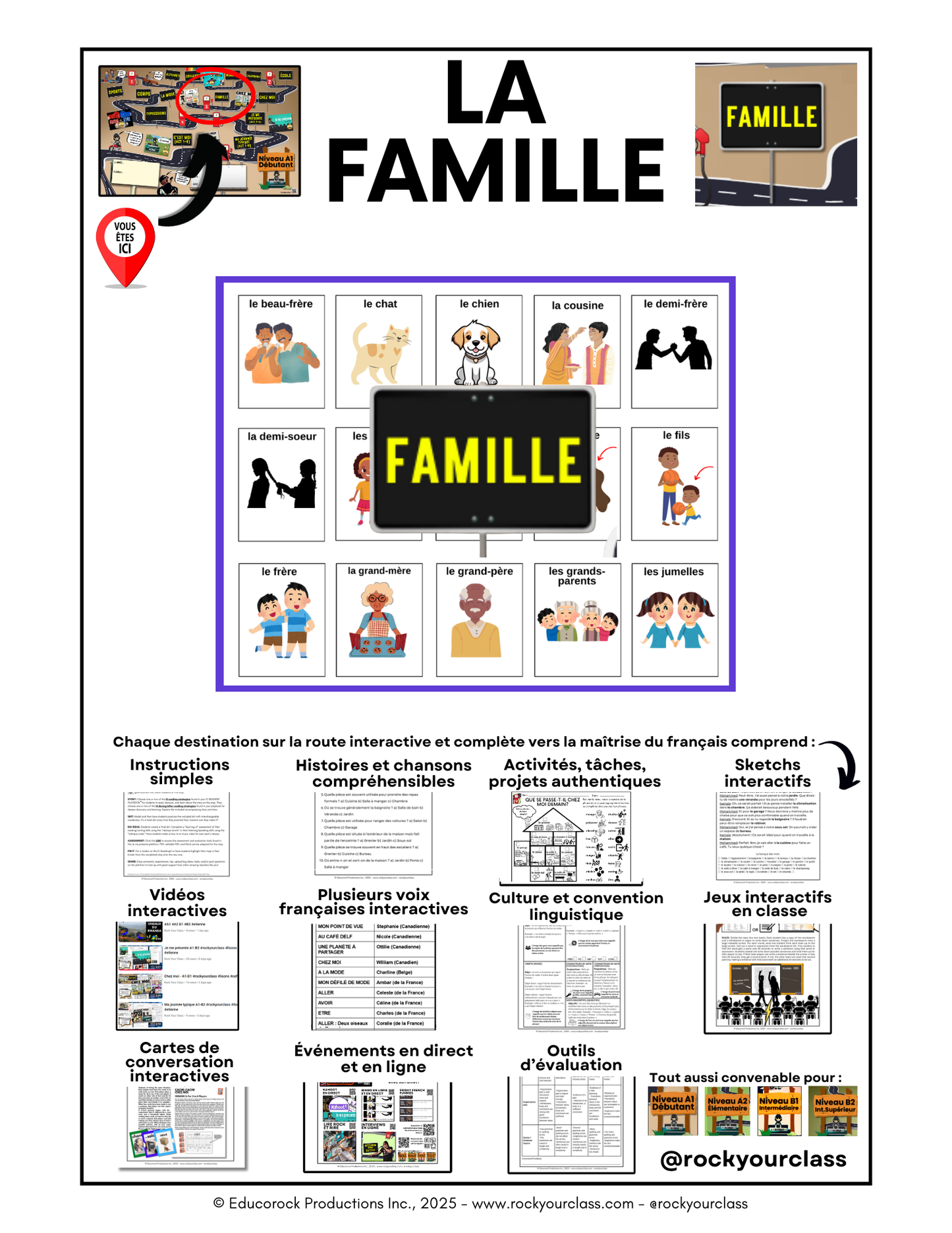 LA FAMILLE (Pré-A1 beginner to B2 advanced levels) FULL FOREVER RESOURCE PLATFORM ACCESS