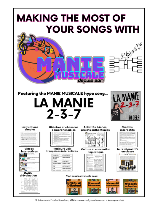 MANIE 2-3-7 (Making the most of MANIE MUSICALE songs) 52-Page prep package
