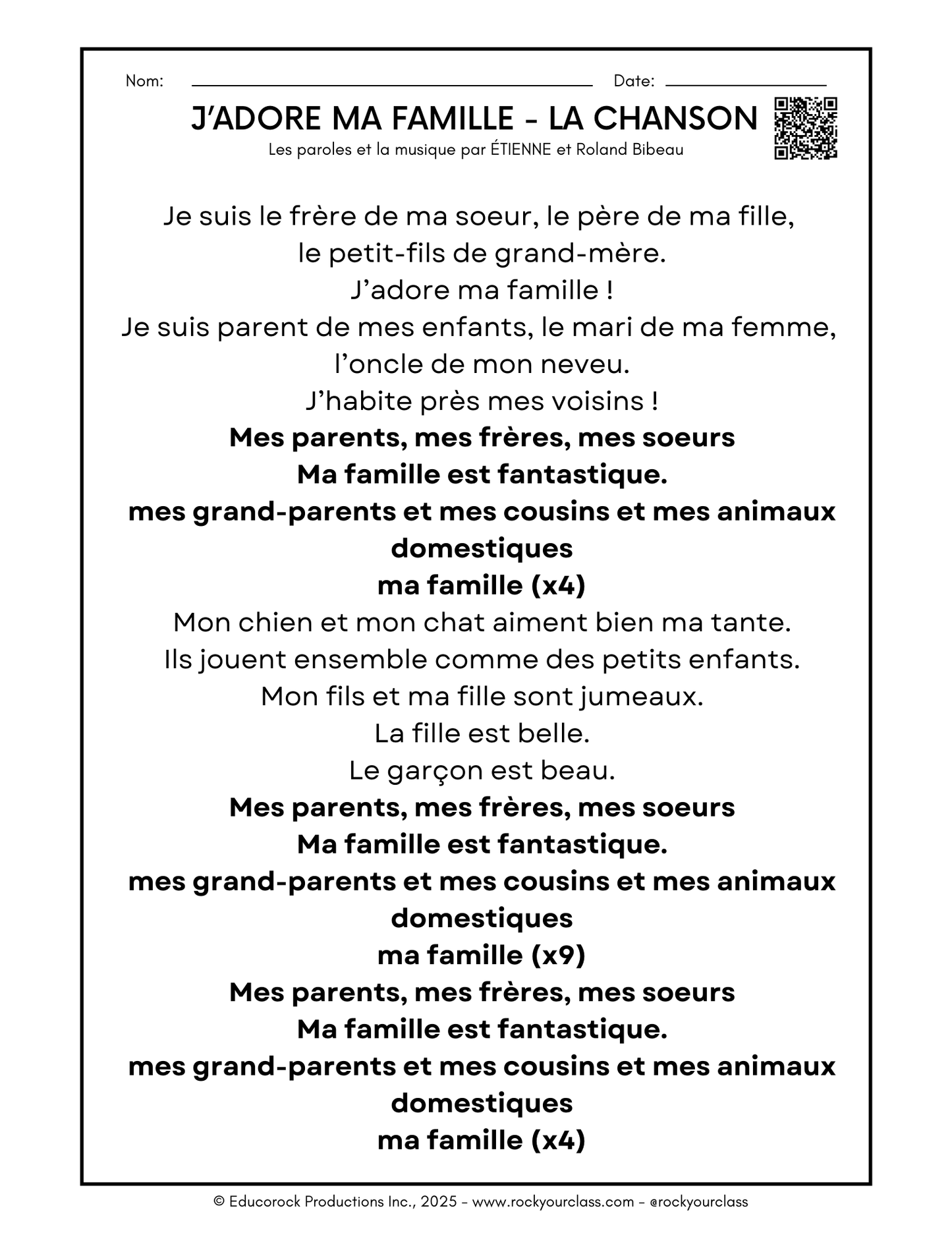 LA FAMILLE (Pré-A1 beginner to B2 advanced levels) FULL FOREVER RESOURCE PLATFORM ACCESS