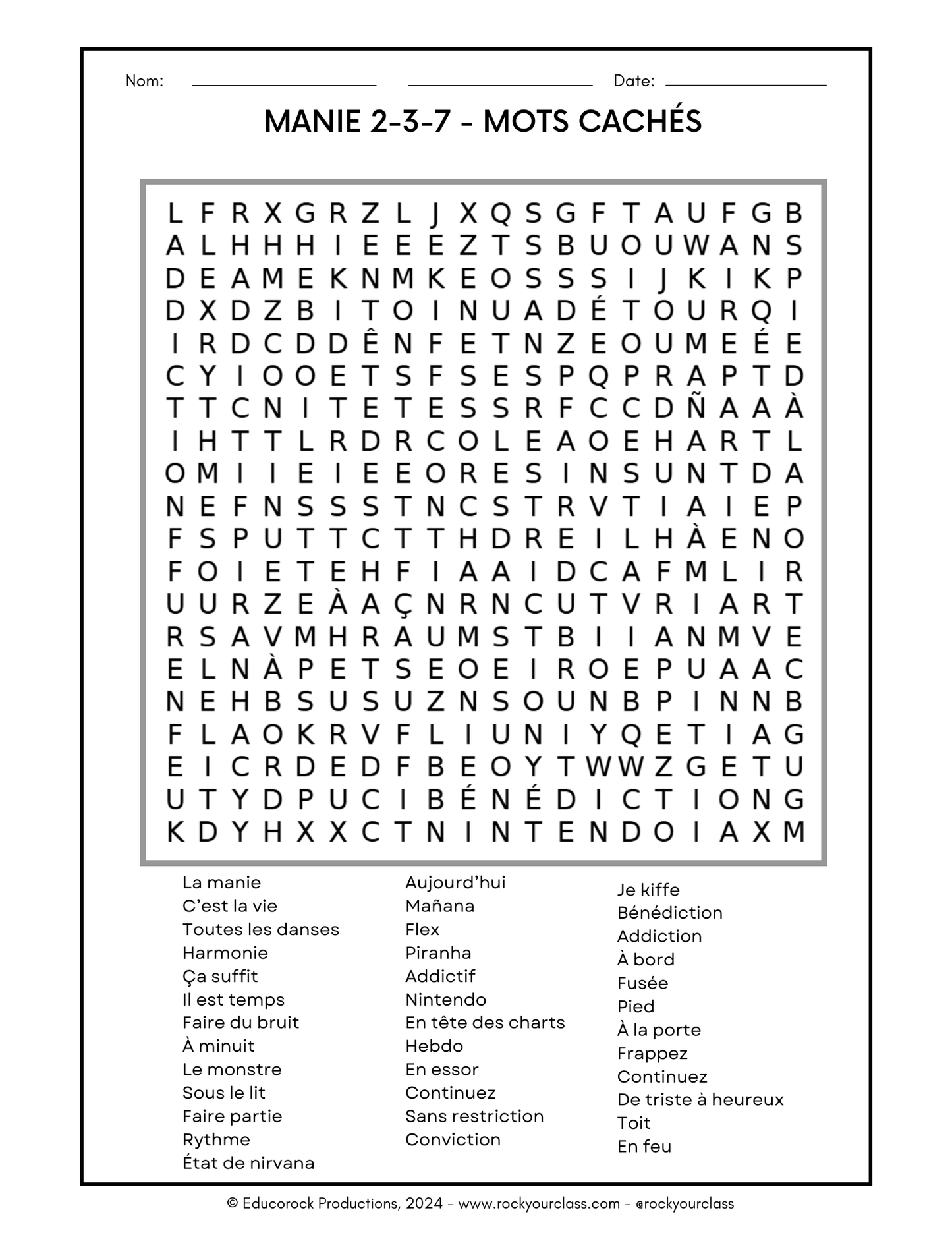 MANIE 2-3-7 (Making the most of MANIE MUSICALE songs) 52-Page prep package