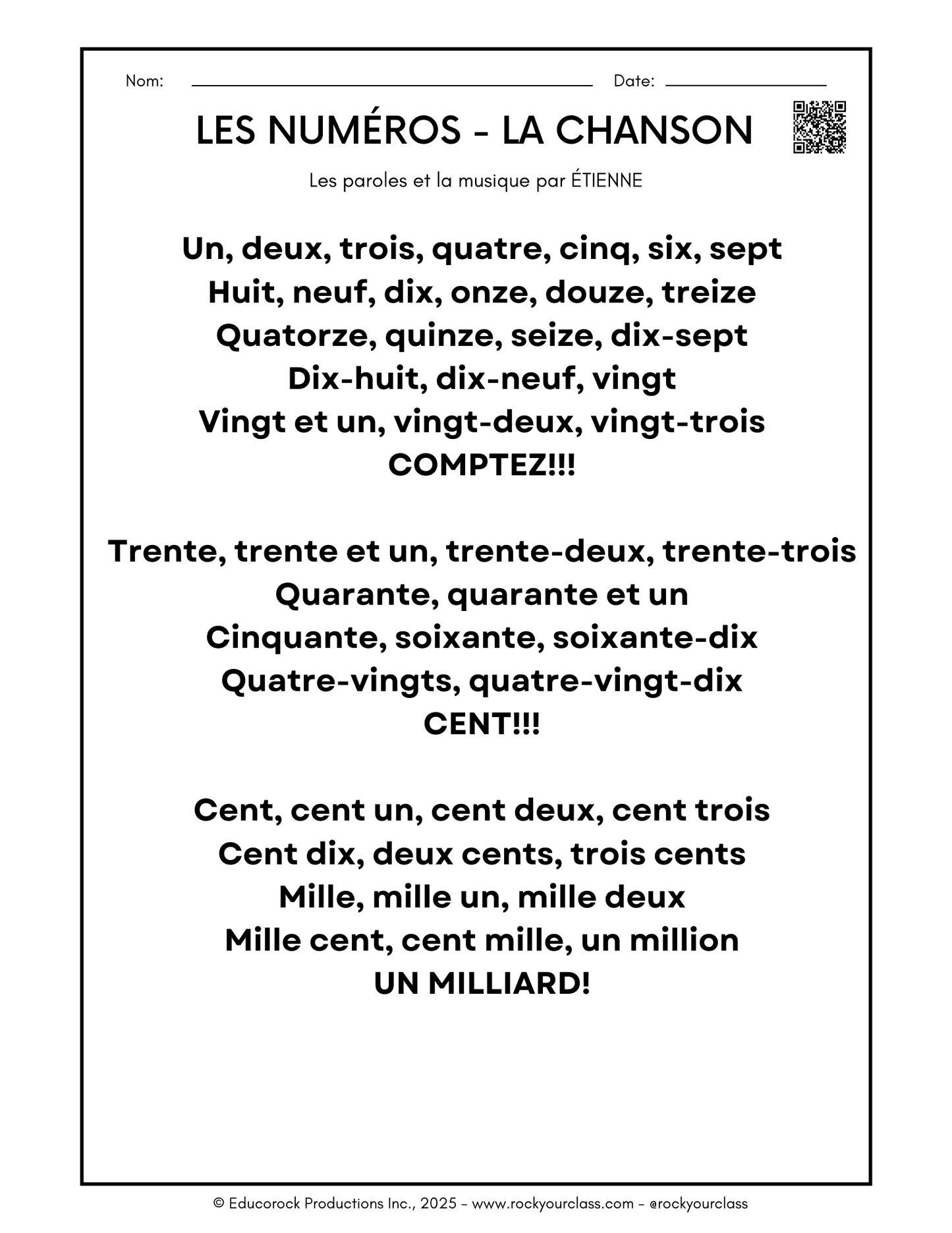 NUMÉROS (Pré-A1 beginner to B2 advanced levels) FULL FOREVER RESOURCE PLATFORM ACCESS