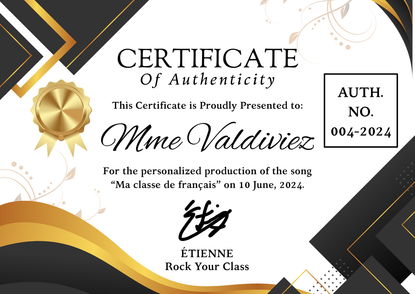 Ma classe de français - PHOTO Personalized and Certified Music Video