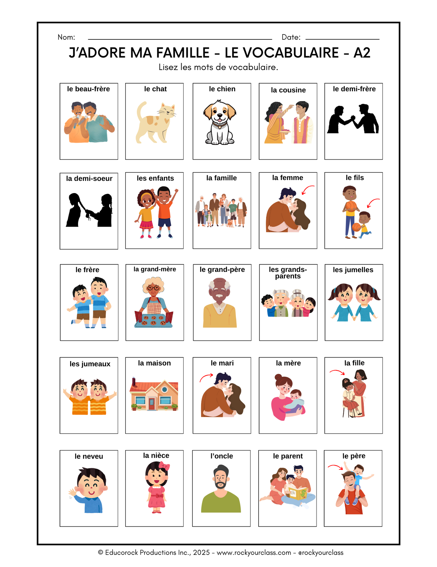 LA FAMILLE (Pré-A1 beginner to B2 advanced levels) FULL FOREVER RESOURCE PLATFORM ACCESS