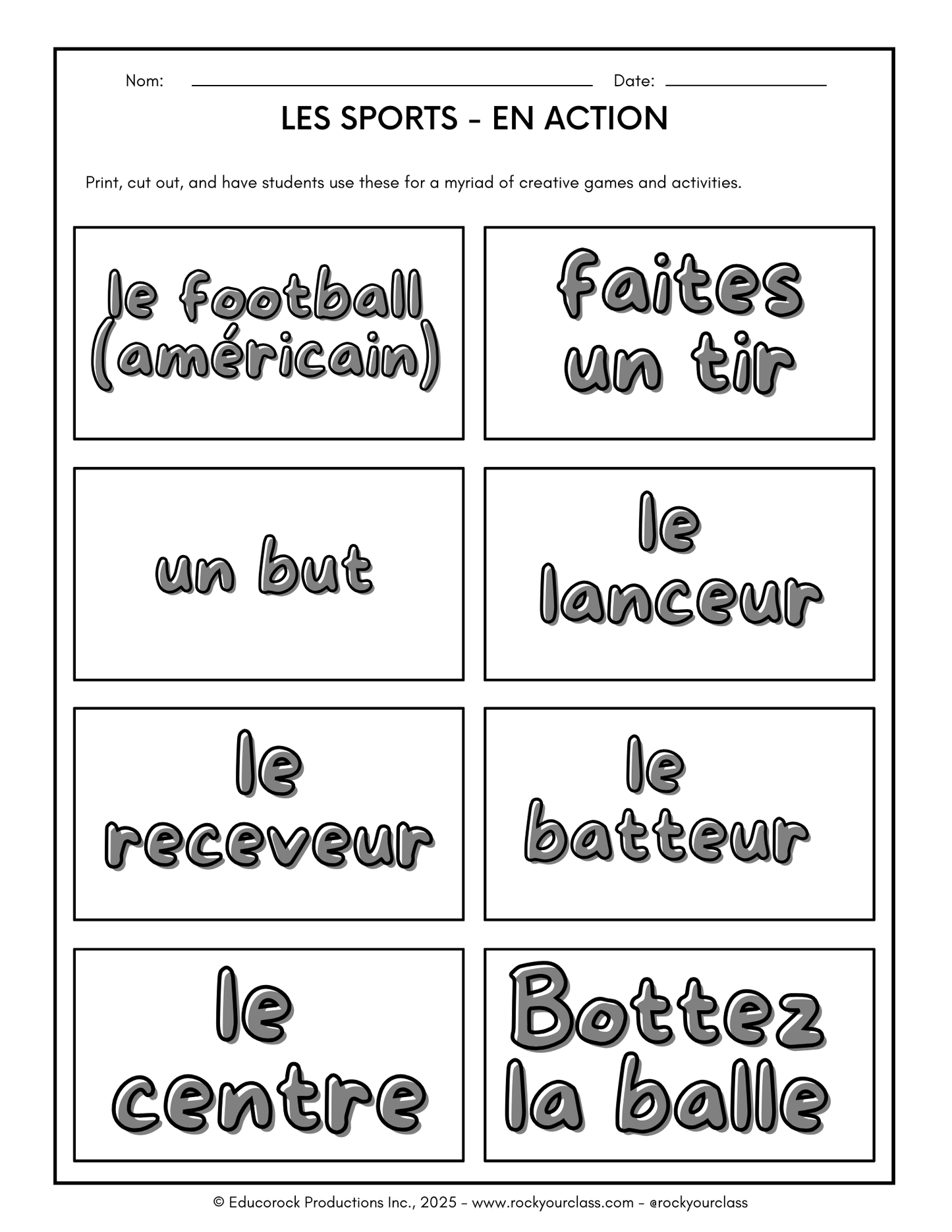 LES SPORTS (Pré-A1 beginner to B2 advanced levels) FULL FOREVER RESOURCE PLATFORM ACCESS