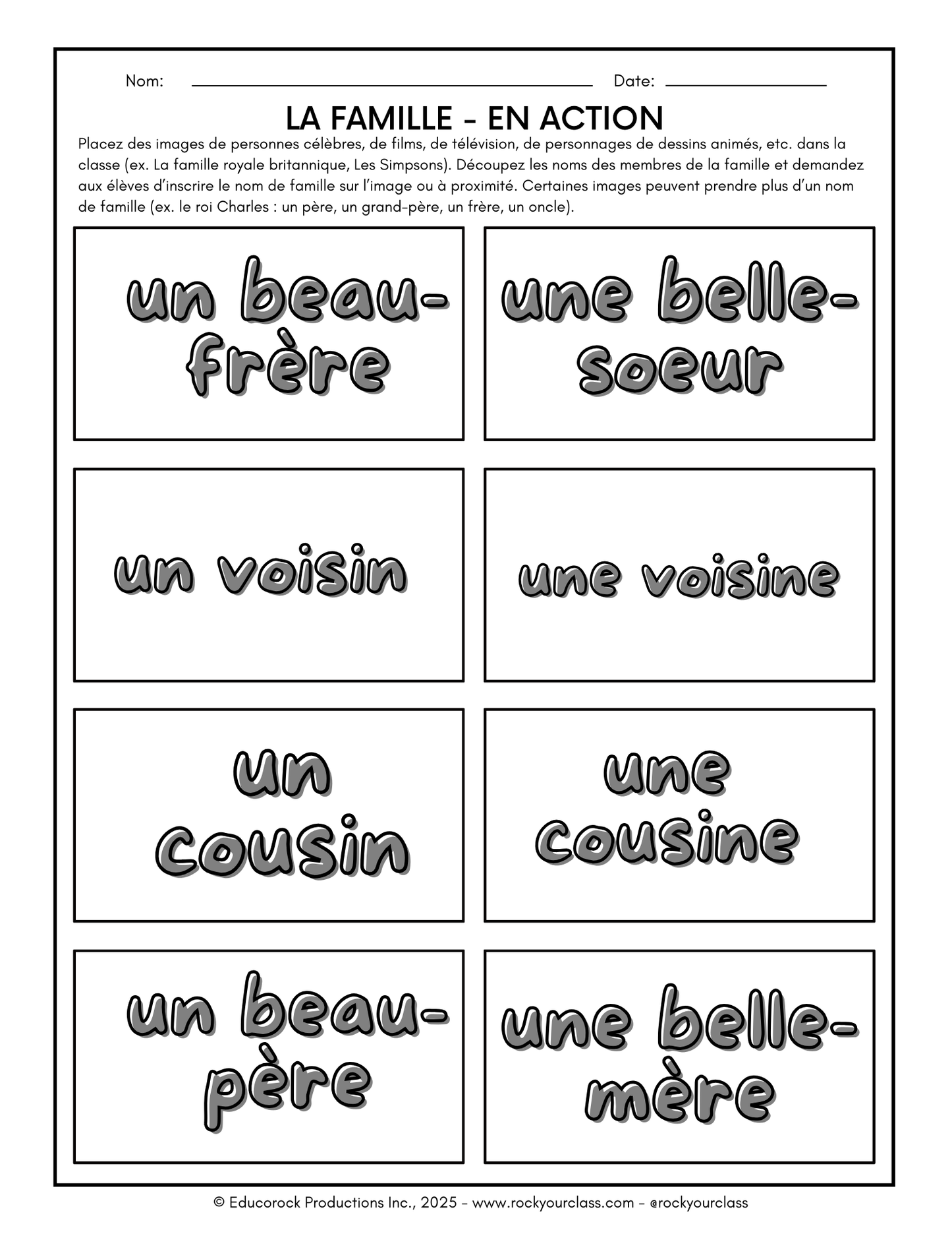 LA FAMILLE (Pré-A1 beginner to B2 advanced levels) FULL FOREVER RESOURCE PLATFORM ACCESS