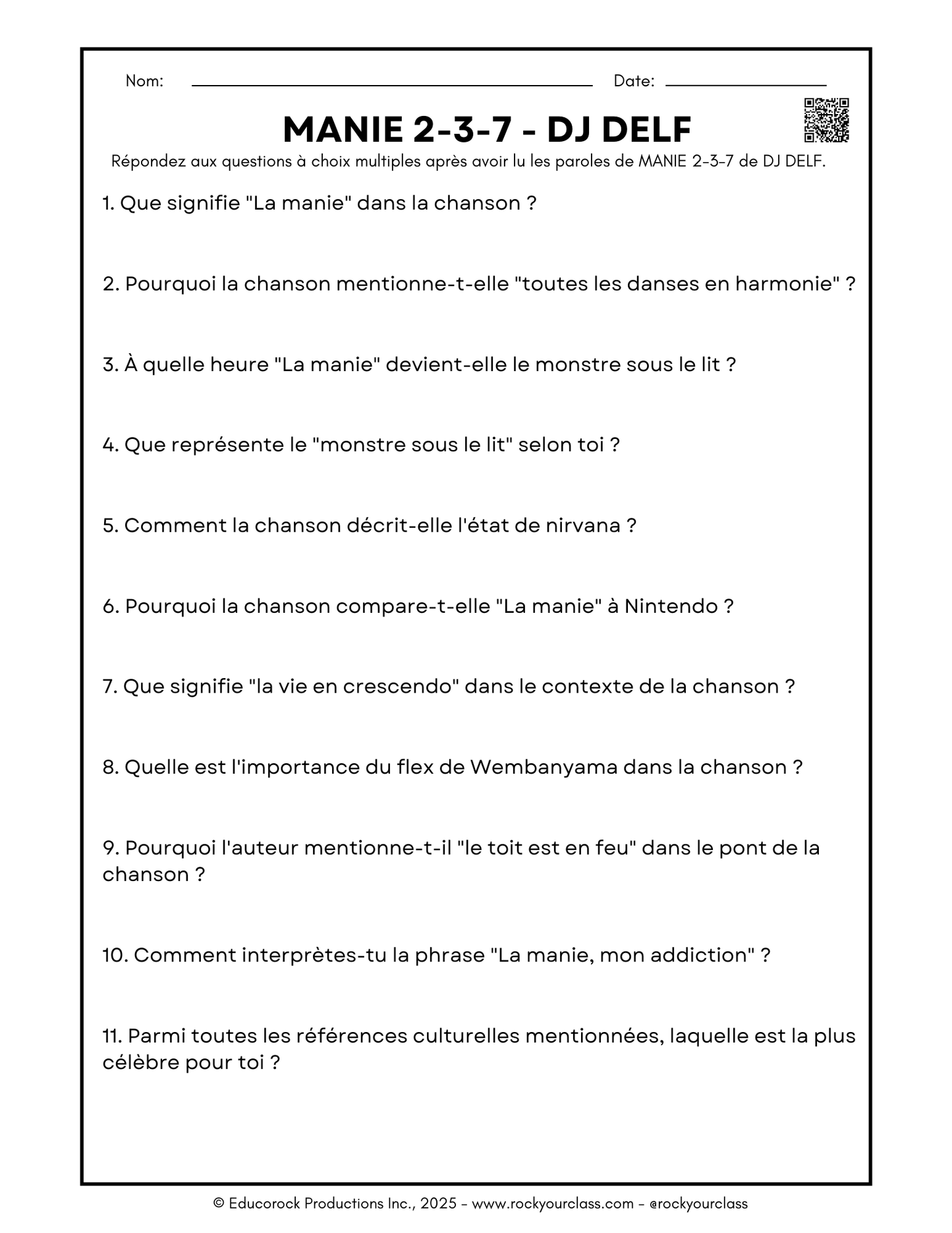 MANIE 2-3-7 (Making the most of MANIE MUSICALE songs) 52-Page prep package