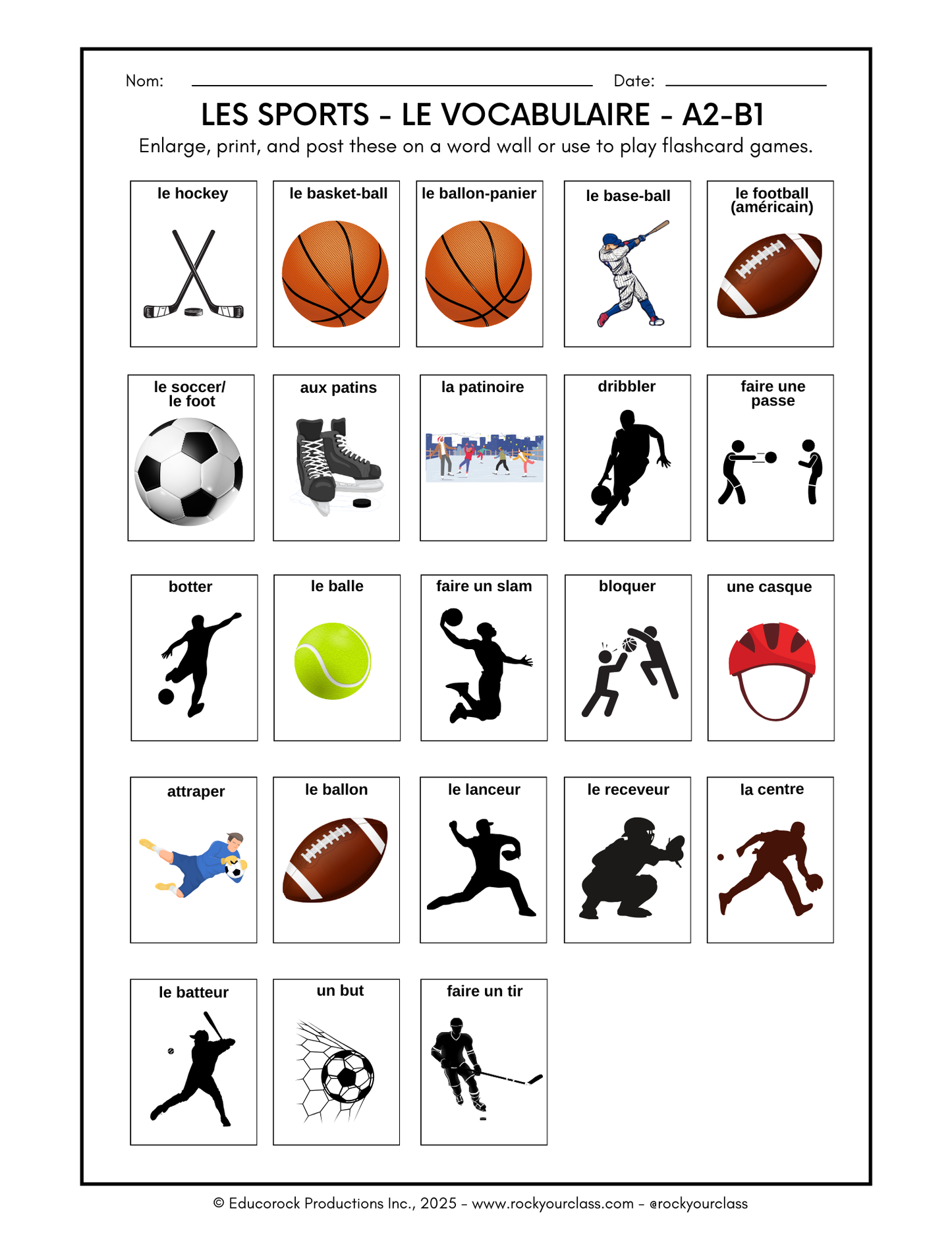 LES SPORTS (Pré-A1 beginner to B2 advanced levels) FULL FOREVER RESOURCE PLATFORM ACCESS