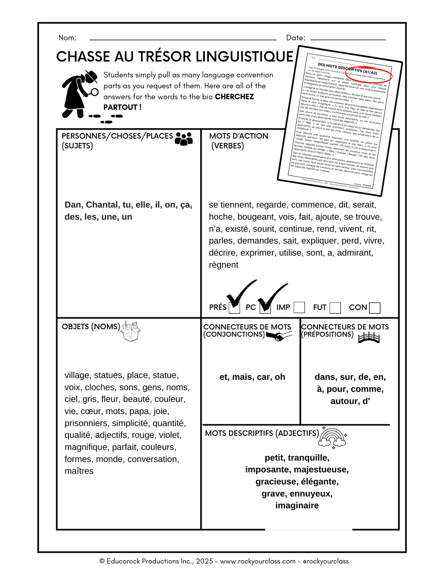 DES MOTS DESCRIPTIFS (Adjectifs) (Pré-A1 beginner to B2 advanced levels) FULL FOREVER RESOURCE PLATFORM ACCESS