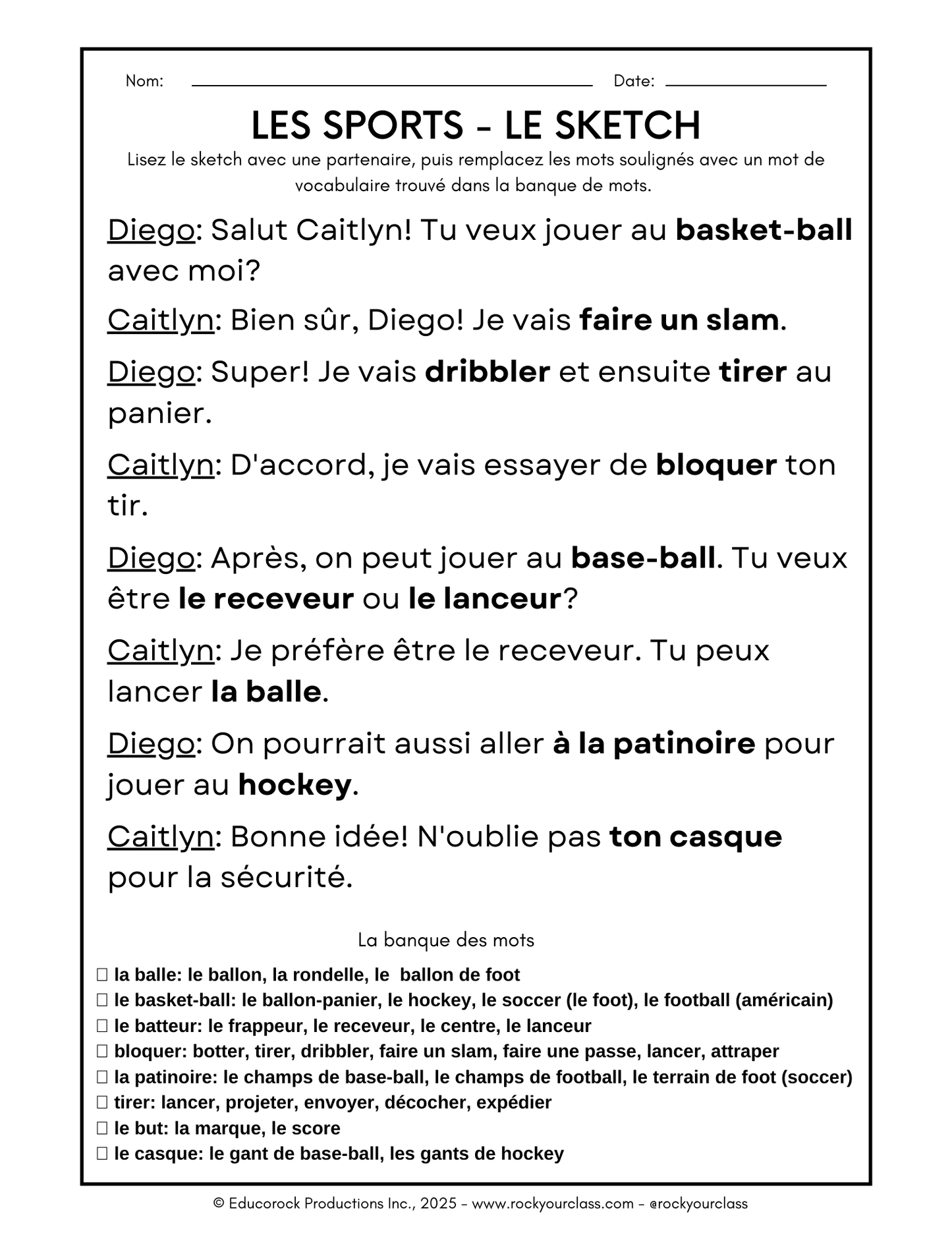 LES SPORTS (Pré-A1 beginner to B2 advanced levels) FULL FOREVER RESOURCE PLATFORM ACCESS