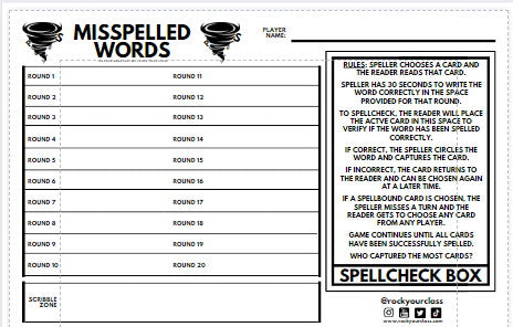 MISSPELLED WORDS - CONVO CARDS