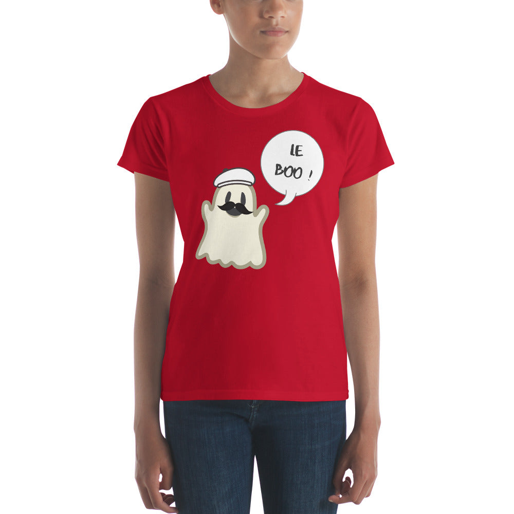 Halloween Spoofy-Spooky Bilingual Ghost saying "Le boo" LADIES' short sleeve t-shirt