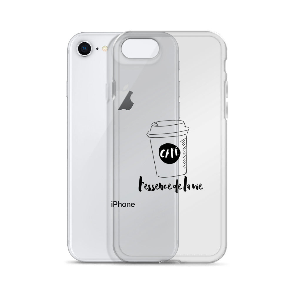 Cafe/Coffee - Essence de la vie iPhone Case - Black Art