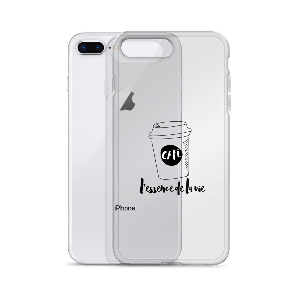 Cafe/Coffee - Essence de la vie iPhone Case - Black Art