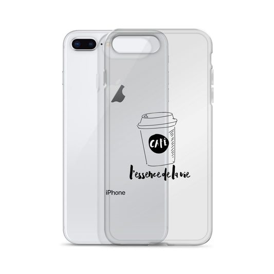 Cafe/Coffee - Essence de la vie iPhone Case - Black Art