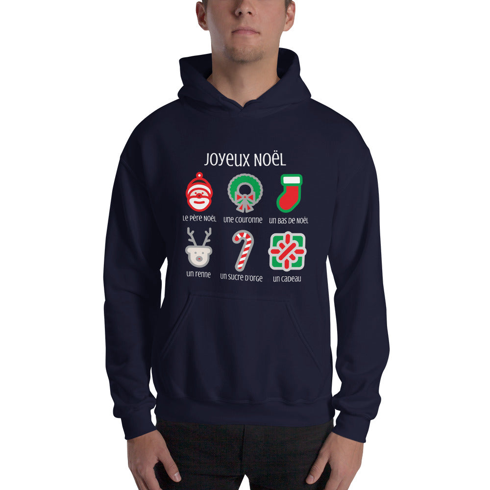 Joyeux Noël - Vocabulary Dark Hooded Sweatshirt