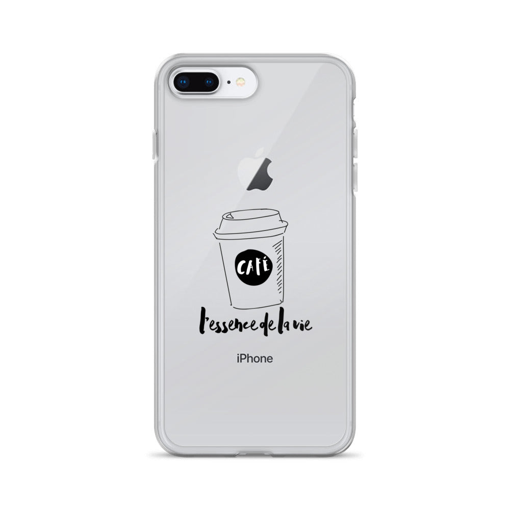 Cafe/Coffee - Essence de la vie iPhone Case - Black Art
