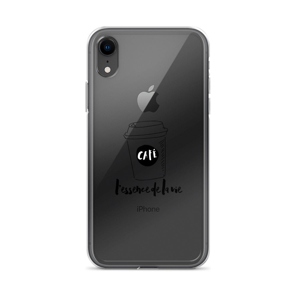 Cafe/Coffee - Essence de la vie iPhone Case - Black Art
