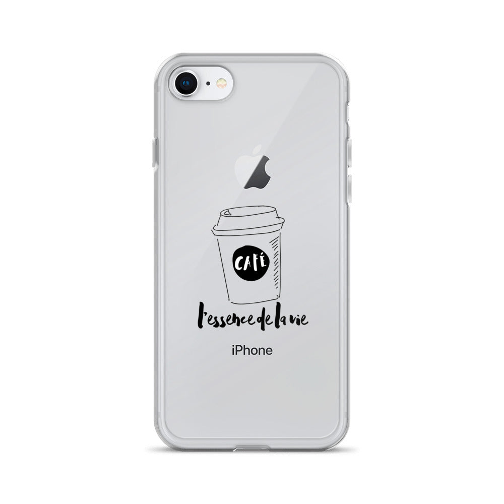 Cafe/Coffee - Essence de la vie iPhone Case - Black Art
