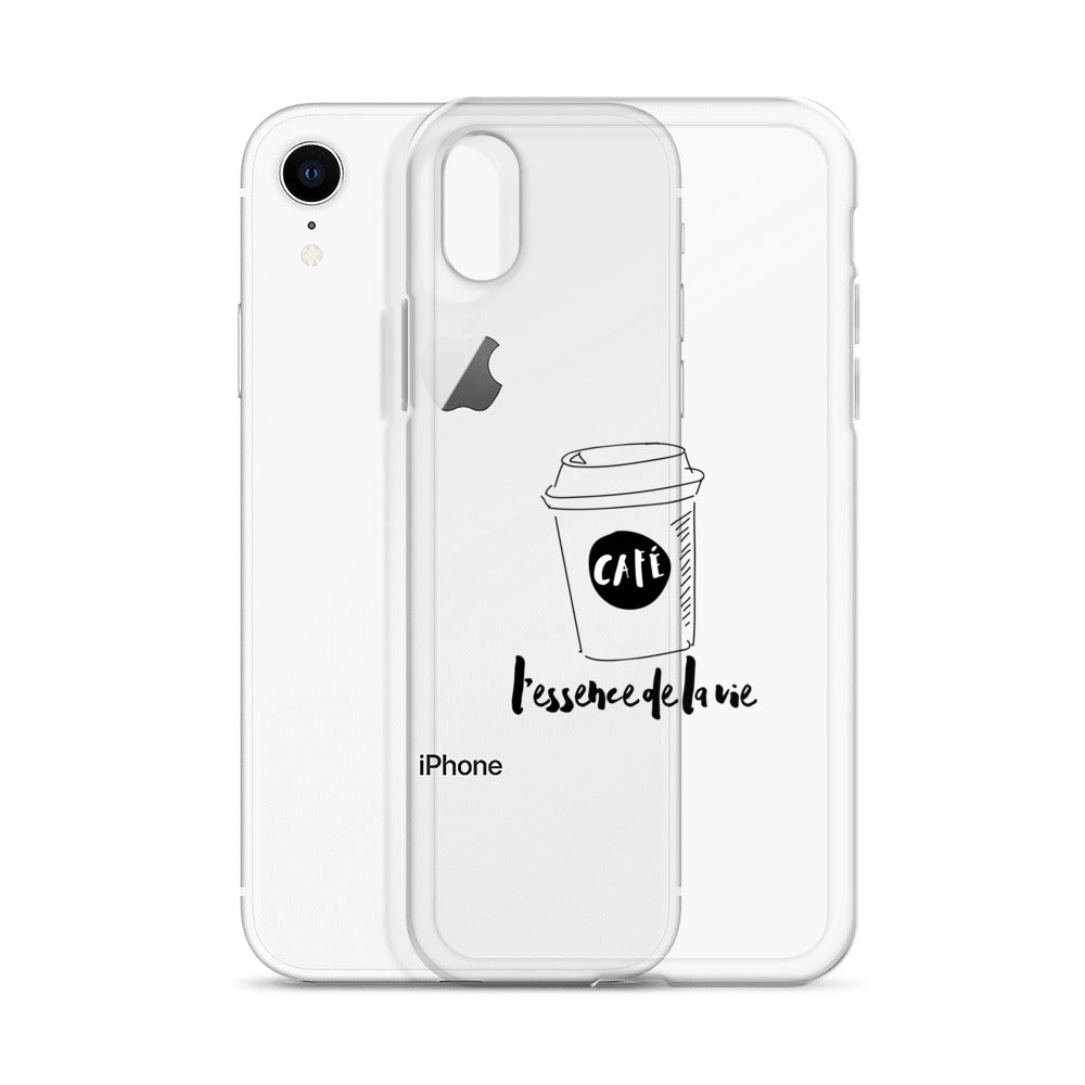 Cafe/Coffee - Essence de la vie iPhone Case - Black Art