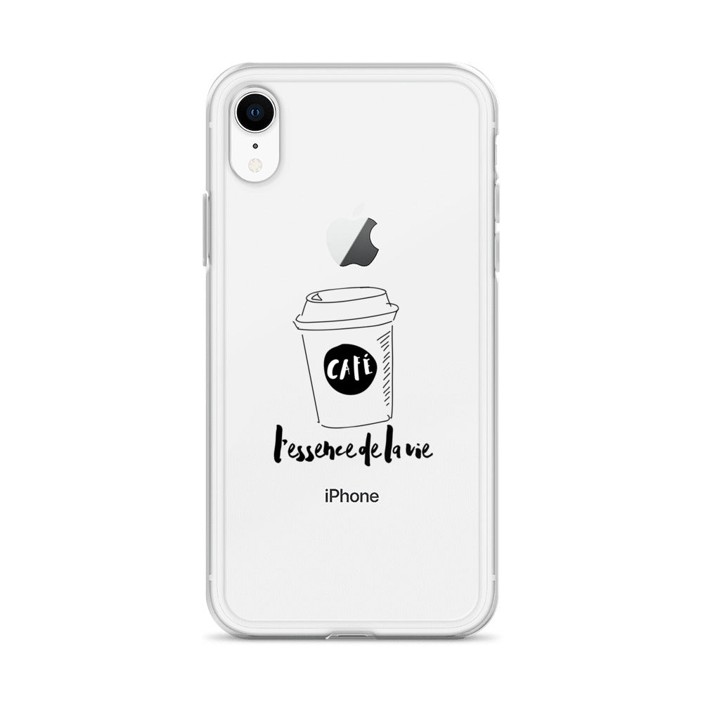 Cafe/Coffee - Essence de la vie iPhone Case - Black Art
