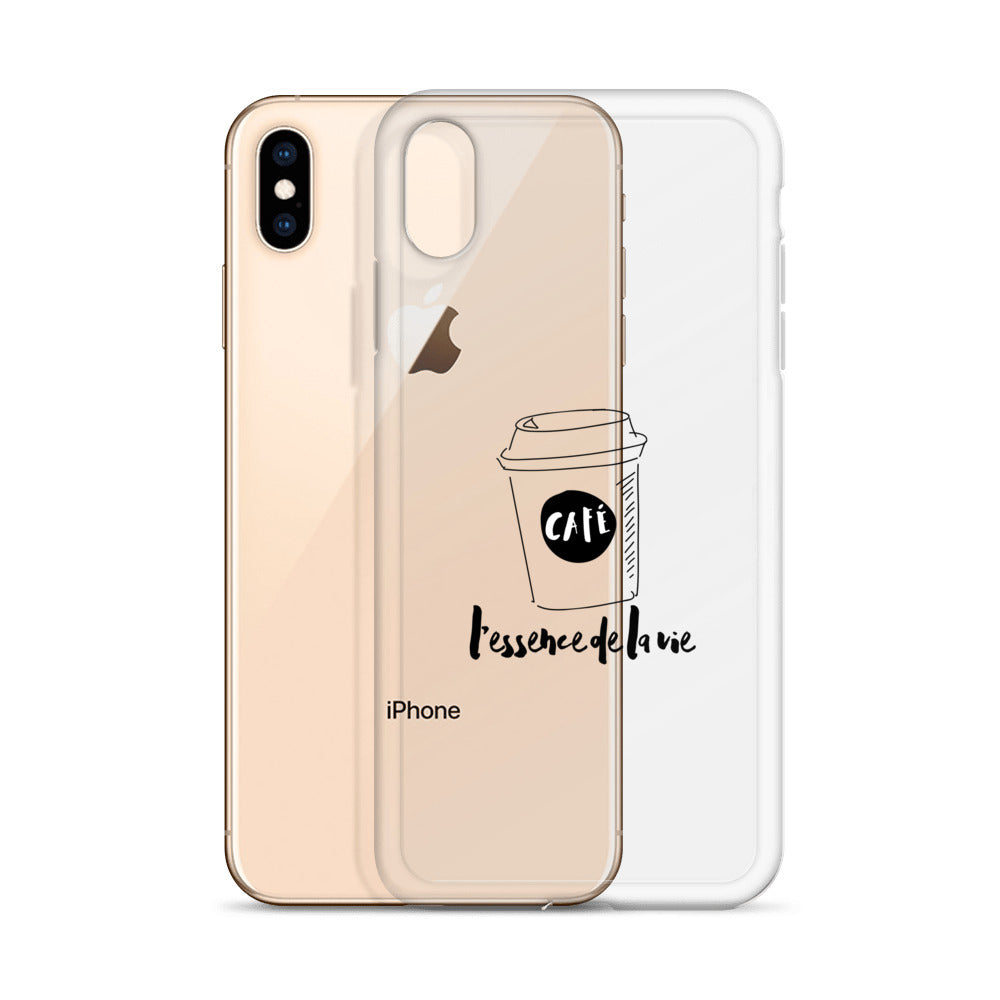 Cafe/Coffee - Essence de la vie iPhone Case - Black Art