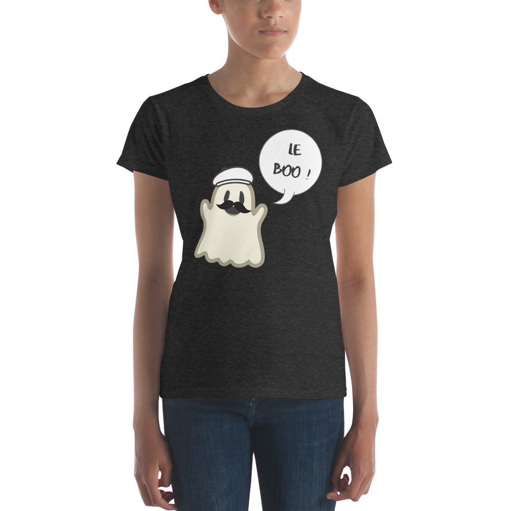 Halloween Spoofy-Spooky Bilingual Ghost saying "Le boo" LADIES' short sleeve t-shirt