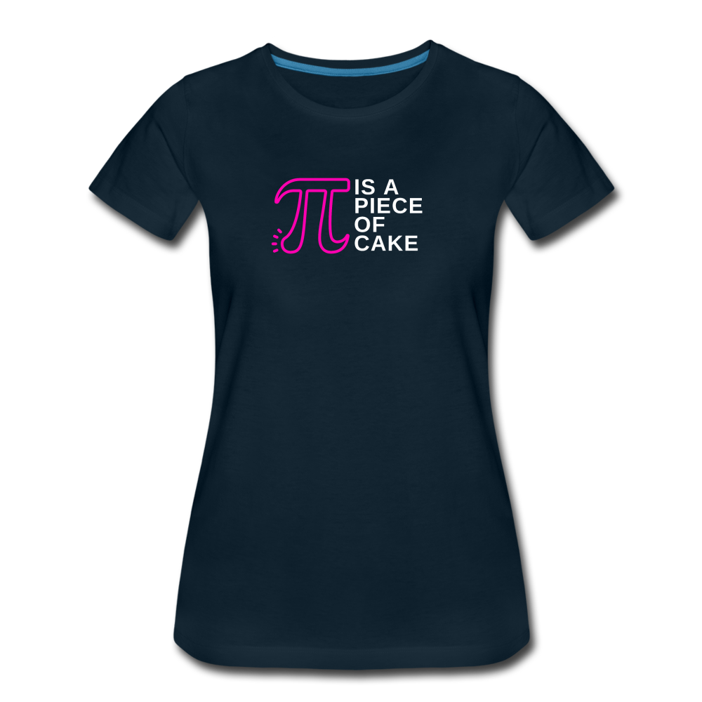Pi is a Piece of Cake - Women’s Premium Math Teacher T-Shirt - deep navy