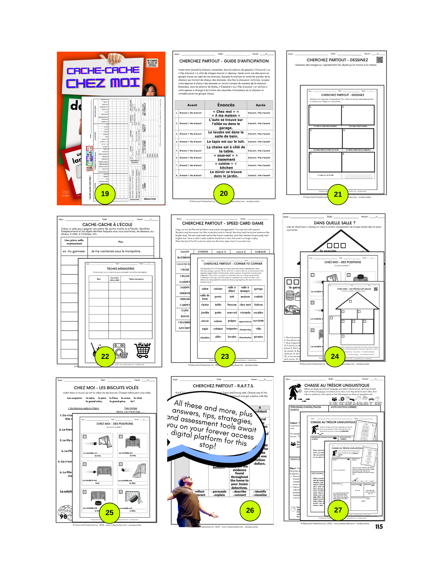 CHEZ MOI (Pré-A1 beginner to B2 advanced levels) FULL FOREVER RESOURCE PLATFORM ACCESS