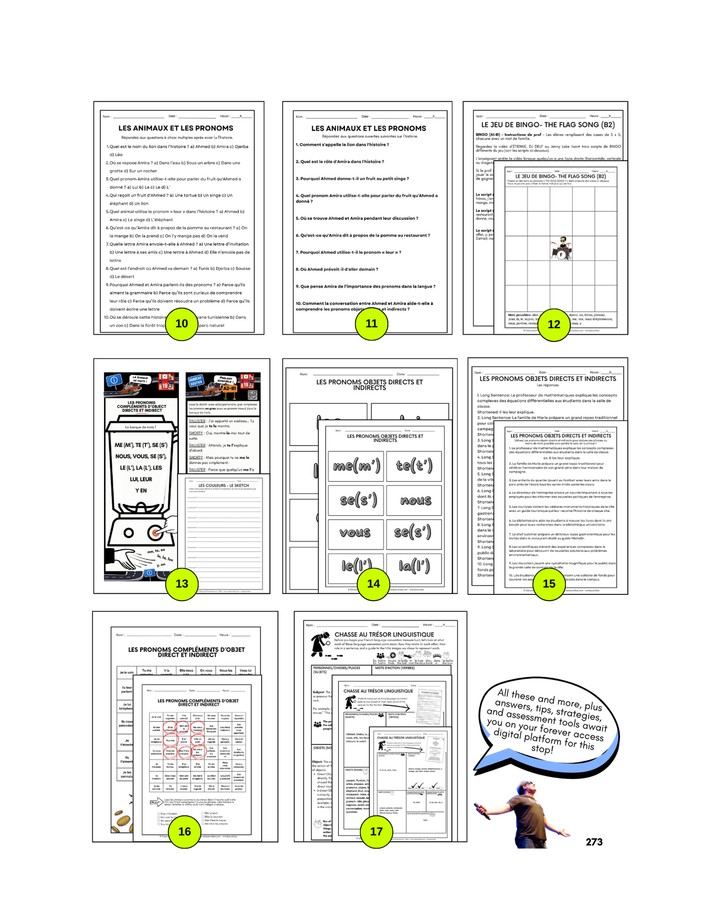 R19 - LES PRONOMS COMPLÉMENTS D’OBJET DIRECT ET INDIRECT (Pré-A1 beginner to B1 intermediate levels) FULL FOREVER RESOURCE PLATFORM ACCESS