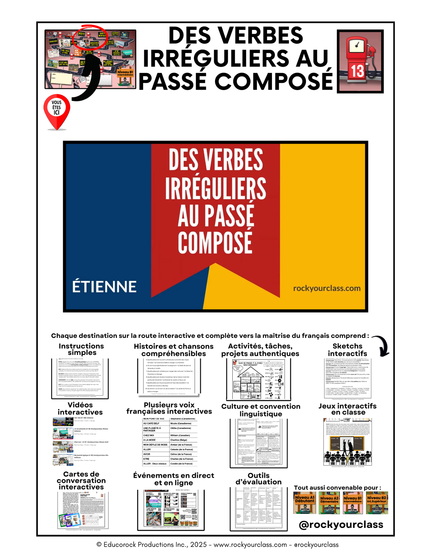 R13 - DES VERBES IRRÉGULIERS AU PASSÉ COMPOSÉ (Pré-A1 beginner to B2 intermediate/advanced levels) FULL FOREVER RESOURCE PLATFORM ACCESS