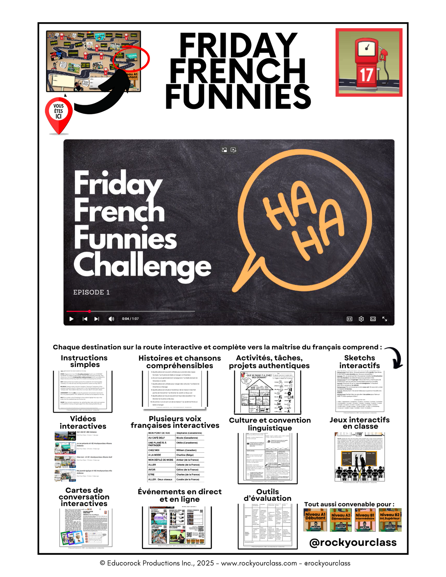 R17 - FRIDAY FRENCH FUNNIES (Pré-A1 beginner to B1 intermediate levels) FULL FOREVER RESOURCE PLATFORM ACCESS