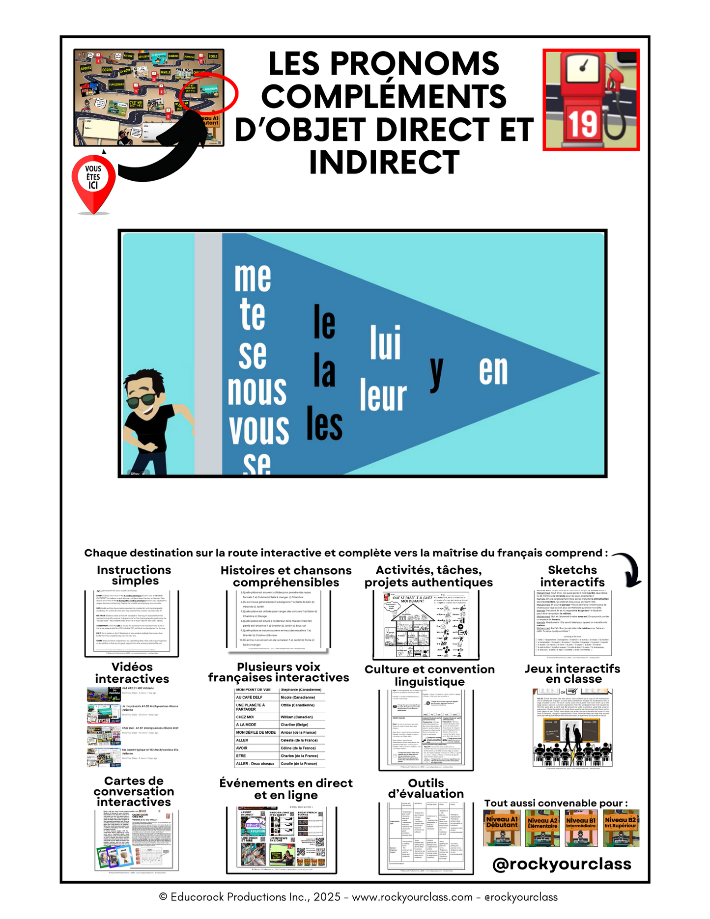 R19 - LES PRONOMS COMPLÉMENTS D’OBJET DIRECT ET INDIRECT (Pré-A1 beginner to B1 intermediate levels) FULL FOREVER RESOURCE PLATFORM ACCESS