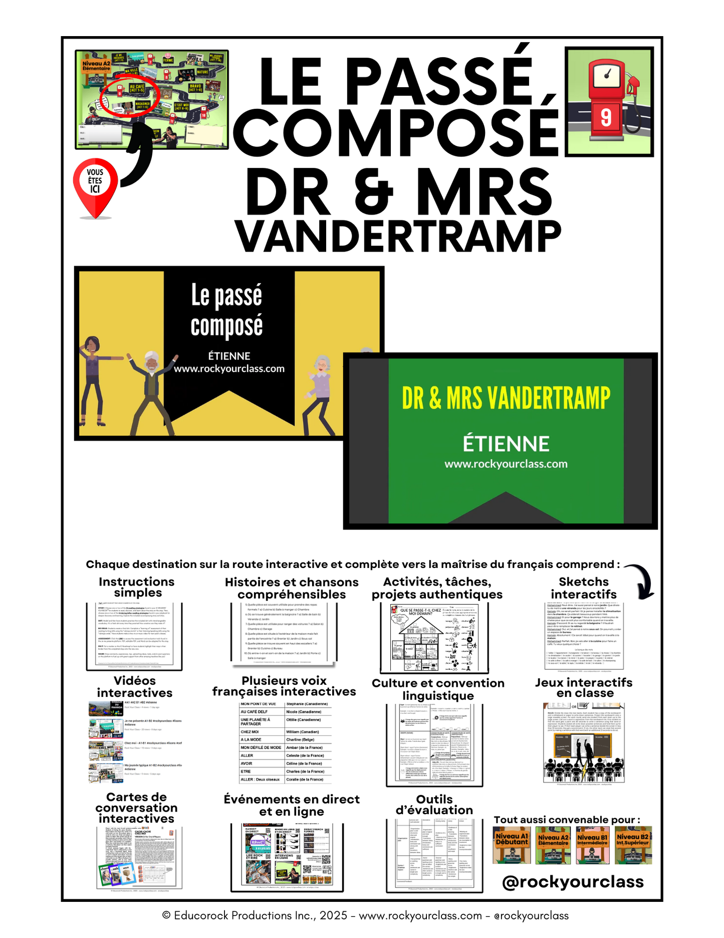 R9 - LE PASSÉ COMPOSÉ, DR & MRS VANDERTRAMP (Pré-A1 beginner to B2 intermediate/advanced levels) FULL FOREVER RESOURCE PLATFORM ACCESS