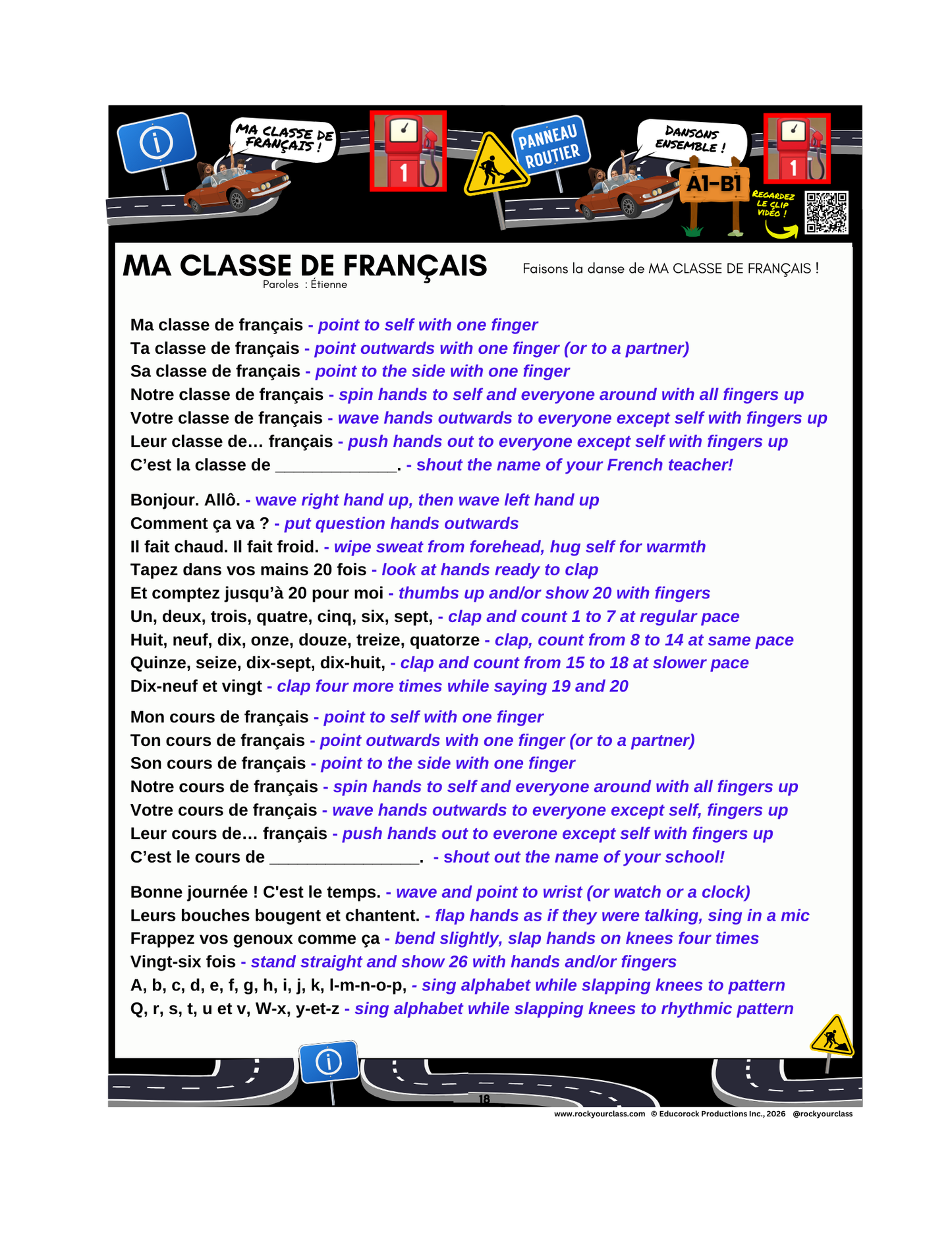 R1 - MA CLASSE DE FRANÇAIS (Pré-A1 beginner to B1 intermediate levels) FULL FOREVER RESOURCE PLATFORM ACCESS