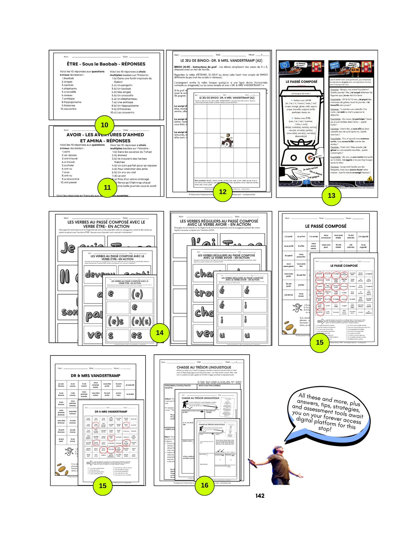 R9 - LE PASSÉ COMPOSÉ, DR & MRS VANDERTRAMP (Pré-A1 beginner to B2 intermediate/advanced levels) FULL FOREVER RESOURCE PLATFORM ACCESS