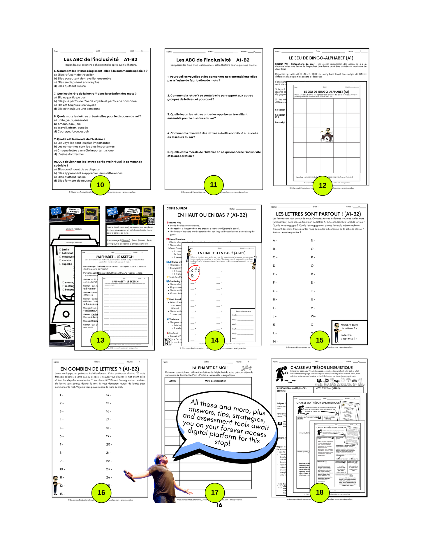 ALPHABET (Pré-A1 beginner to B2 advanced levels) FULL FOREVER RESOURCE PLATFORM ACCESS