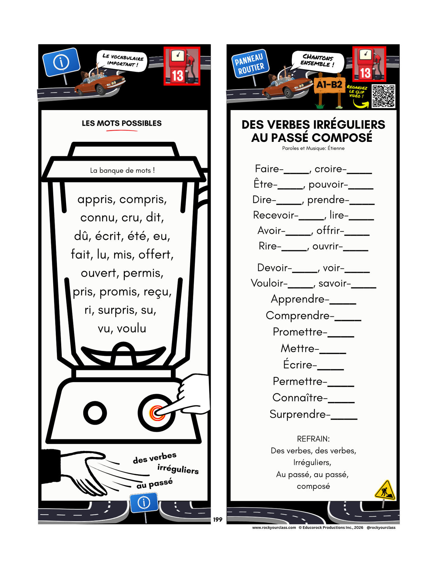 R13 - DES VERBES IRRÉGULIERS AU PASSÉ COMPOSÉ (Pré-A1 beginner to B2 intermediate/advanced levels) FULL FOREVER RESOURCE PLATFORM ACCESS