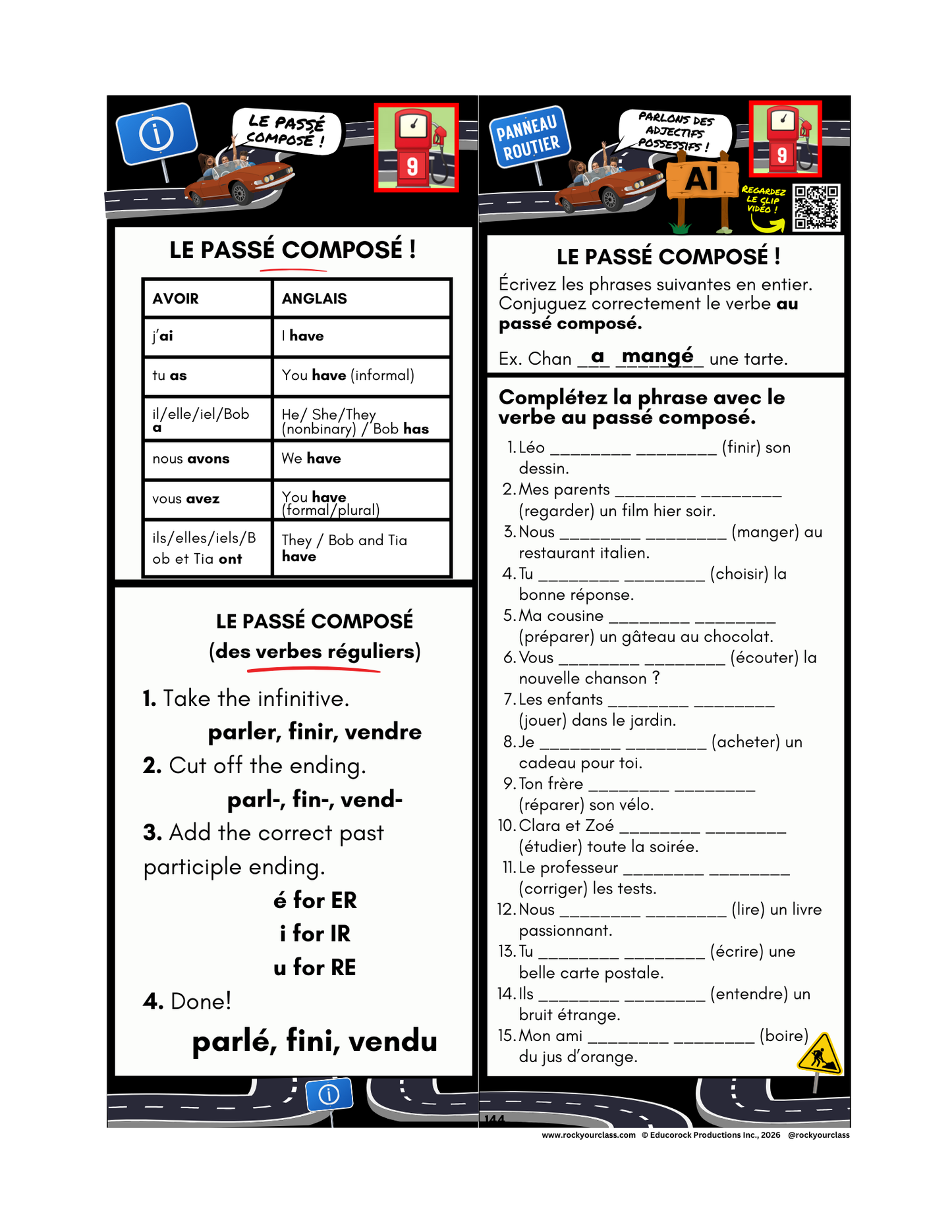 R9 - LE PASSÉ COMPOSÉ, DR & MRS VANDERTRAMP (Pré-A1 beginner to B2 intermediate/advanced levels) FULL FOREVER RESOURCE PLATFORM ACCESS