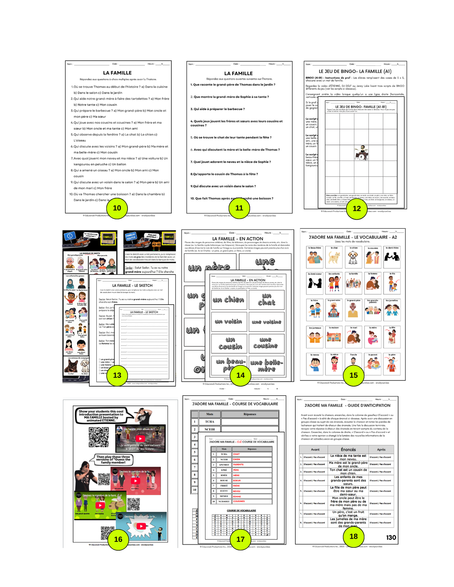 LA FAMILLE (Pré-A1 beginner to B2 advanced levels) FULL FOREVER RESOURCE PLATFORM ACCESS
