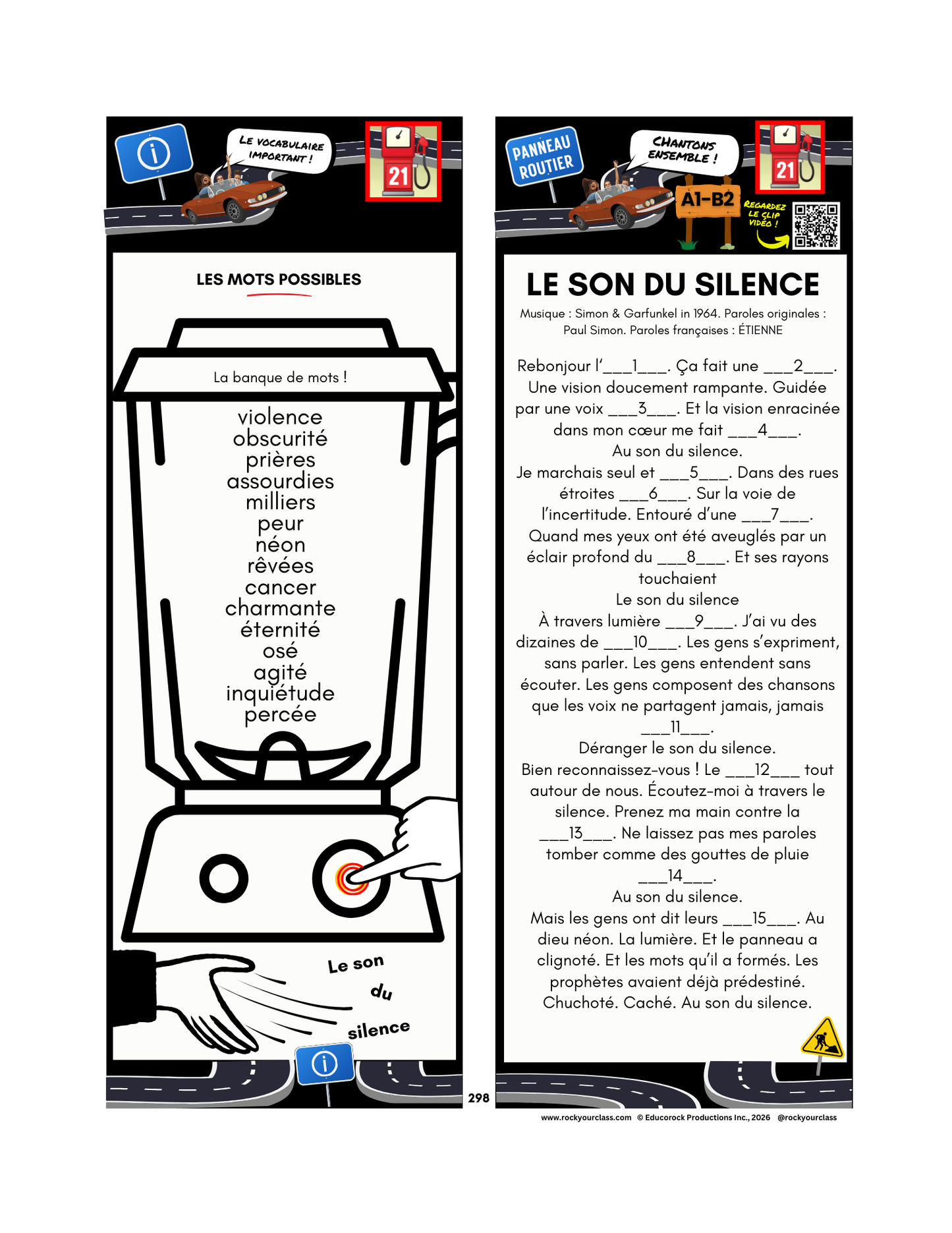 R21 - POPULAR ENGLISH SONGS IN FRENCH (Pré-A1 beginner to B2 intermediate/advanced levels) FULL FOREVER RESOURCE PLATFORM ACCESS