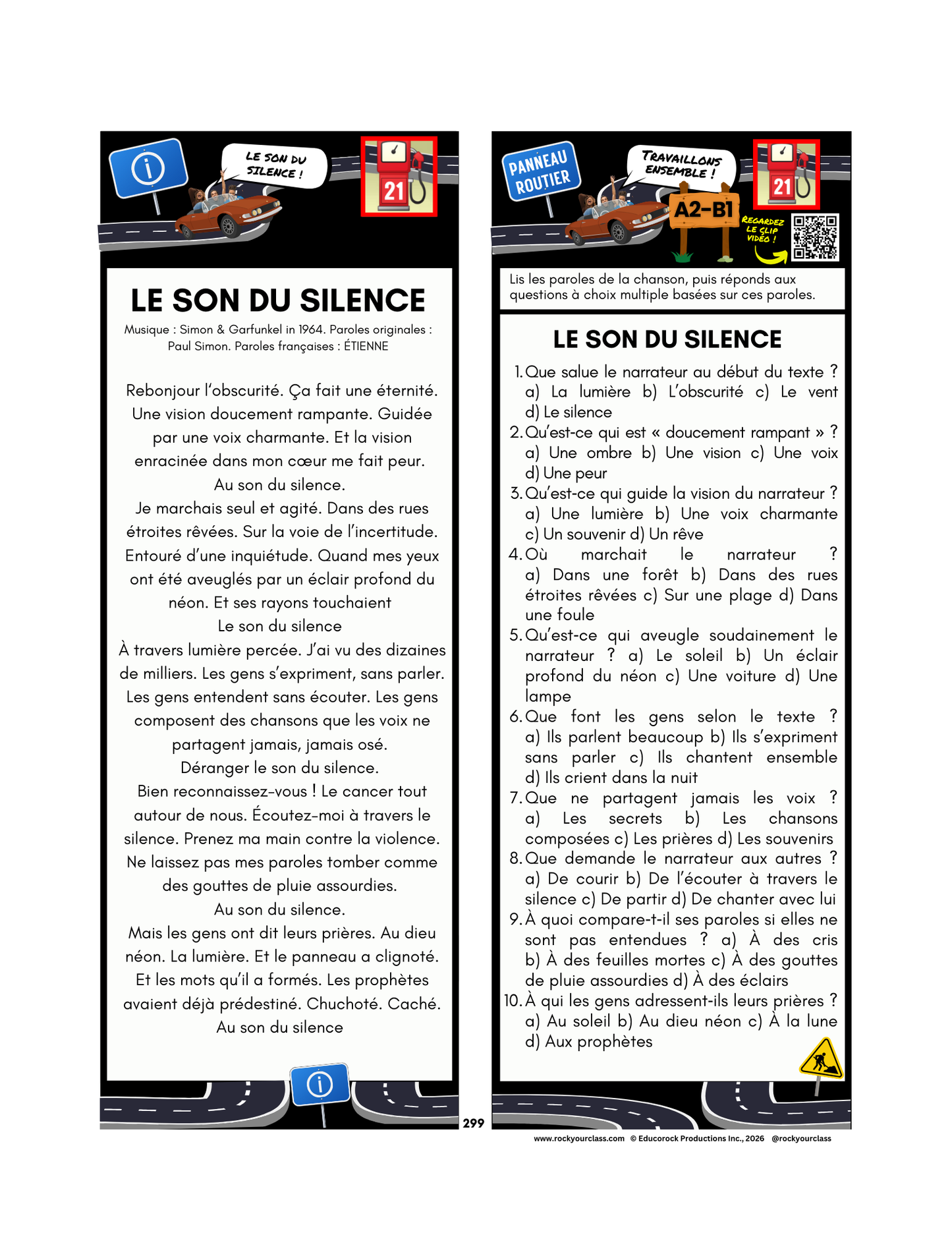 R21 - POPULAR ENGLISH SONGS IN FRENCH (Pré-A1 beginner to B2 intermediate/advanced levels) FULL FOREVER RESOURCE PLATFORM ACCESS