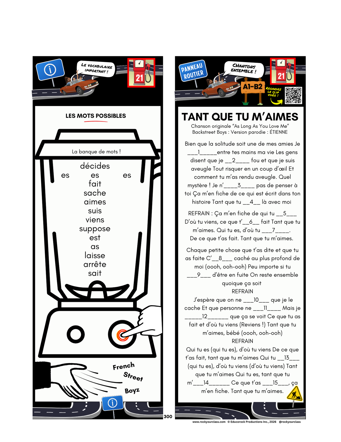 R21 - POPULAR ENGLISH SONGS IN FRENCH (Pré-A1 beginner to B2 intermediate/advanced levels) FULL FOREVER RESOURCE PLATFORM ACCESS