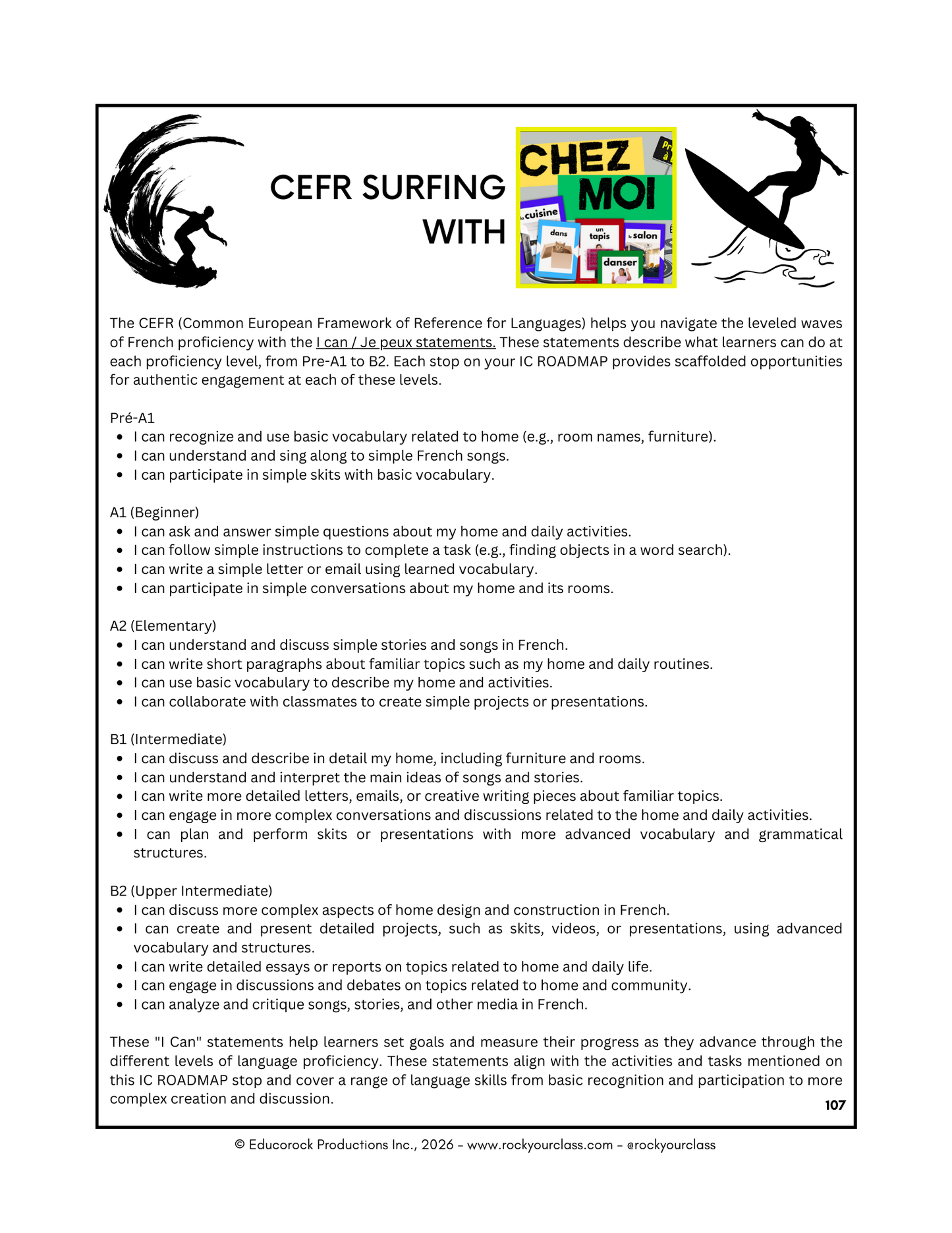 CHEZ MOI (Pré-A1 beginner to B2 advanced levels) FULL FOREVER RESOURCE PLATFORM ACCESS