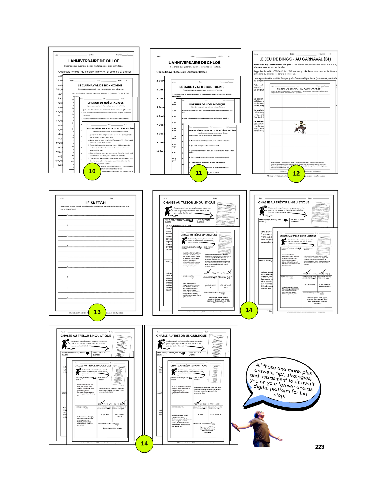 R15 - BONNE FÊTE, AU CARNAVAL, NOËL, HALLOWEEN (Pré-A1 beginner to B1 intermediate levels) FULL FOREVER RESOURCE PLATFORM ACCESS