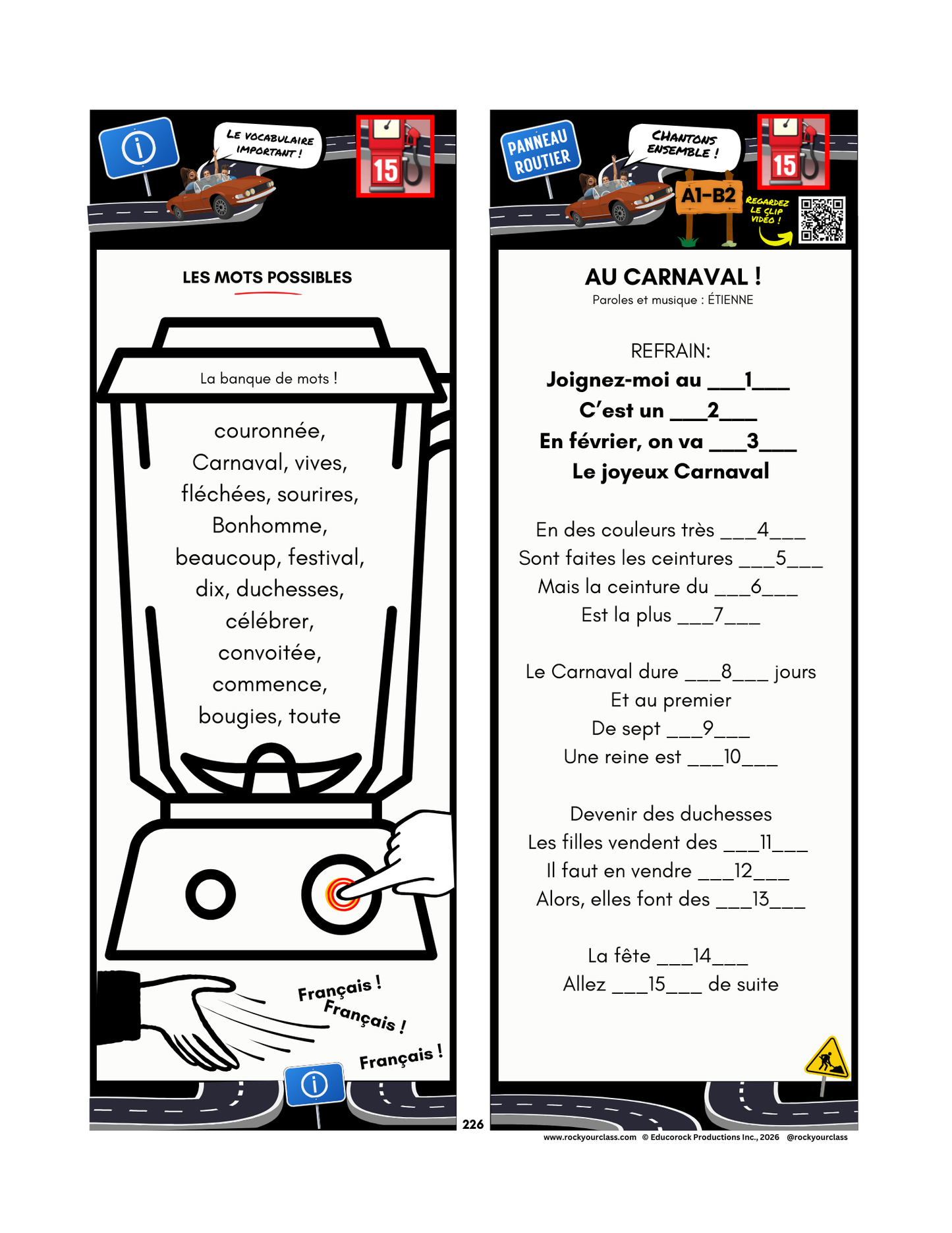 R15 - BONNE FÊTE, AU CARNAVAL, NOËL, HALLOWEEN (Pré-A1 beginner to B1 intermediate levels) FULL FOREVER RESOURCE PLATFORM ACCESS