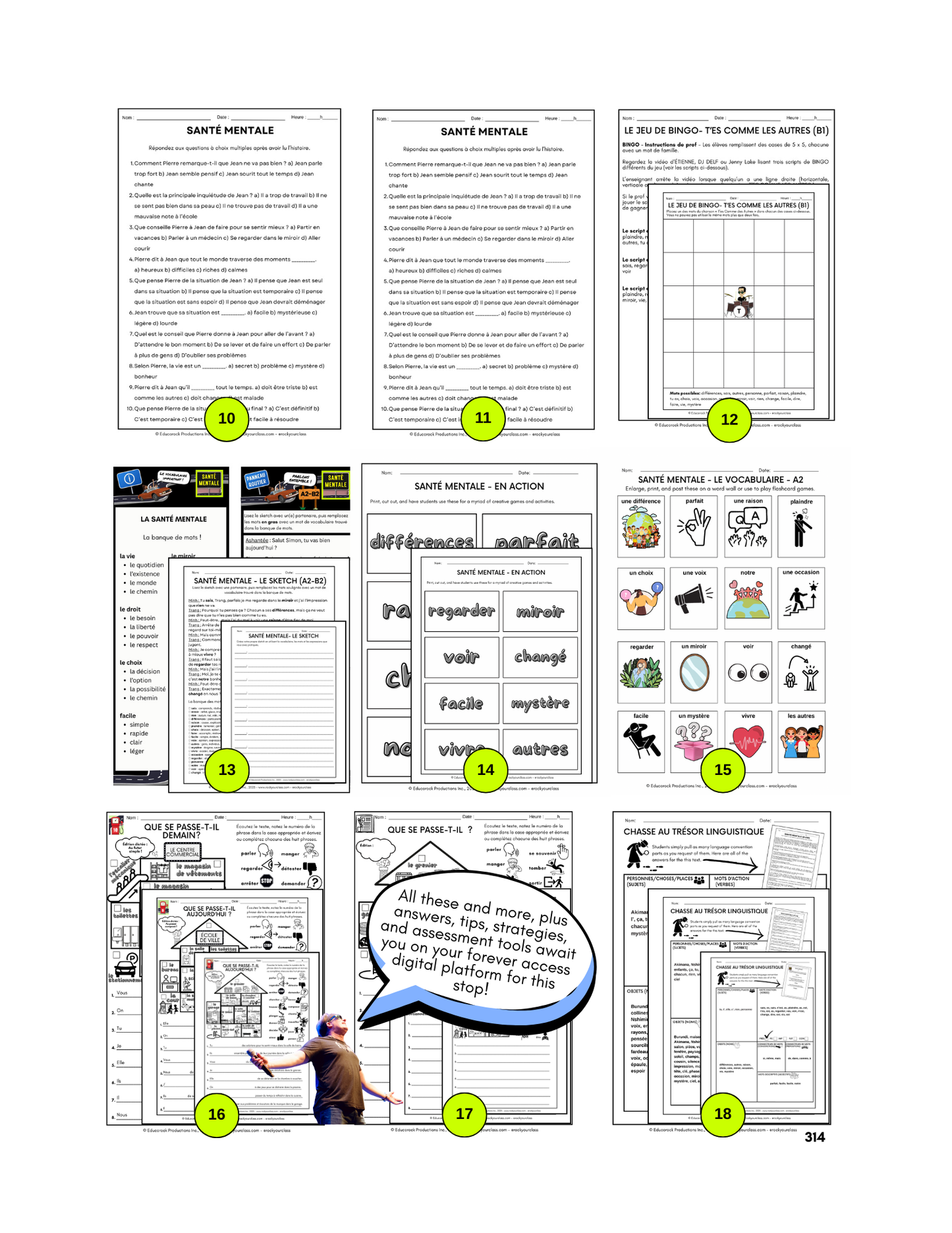 SANTÉ MENTALE (Pré-A1 beginner to B2 advanced levels) FULL FOREVER RESOURCE PLATFORM ACCESS