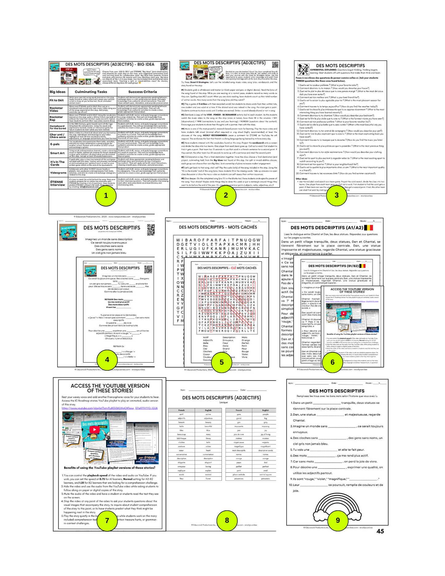 DES MOTS DESCRIPTIFS (Adjectifs) (Pré-A1 beginner to B2 advanced levels) FULL FOREVER RESOURCE PLATFORM ACCESS