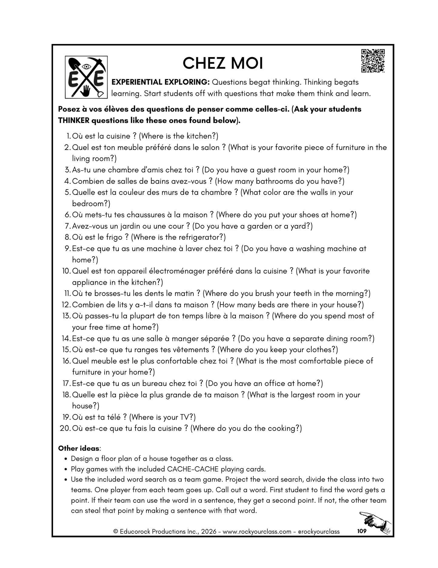 CHEZ MOI (Pré-A1 beginner to B2 advanced levels) FULL FOREVER RESOURCE PLATFORM ACCESS