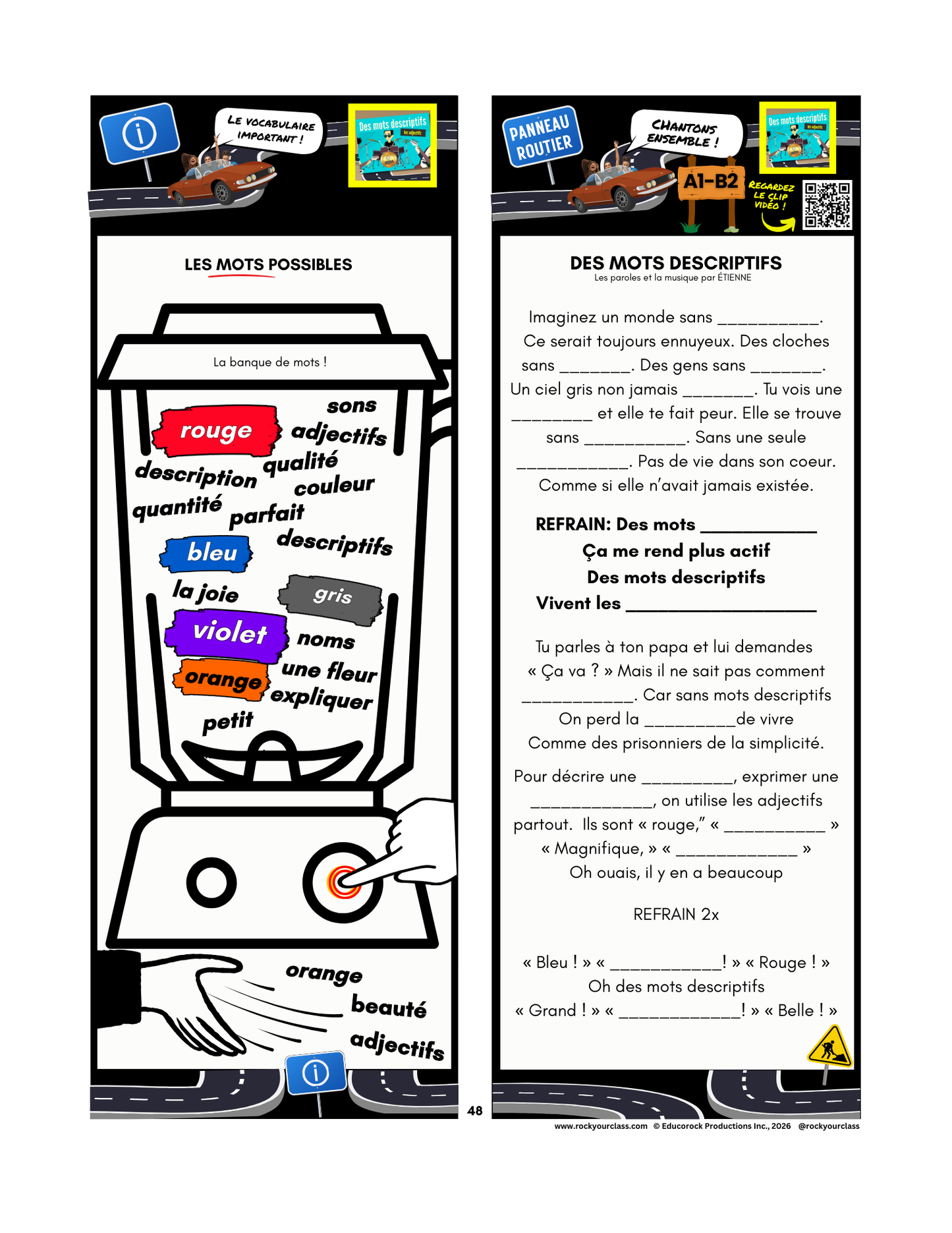DES MOTS DESCRIPTIFS (Adjectifs) (Pré-A1 beginner to B2 advanced levels) FULL FOREVER RESOURCE PLATFORM ACCESS