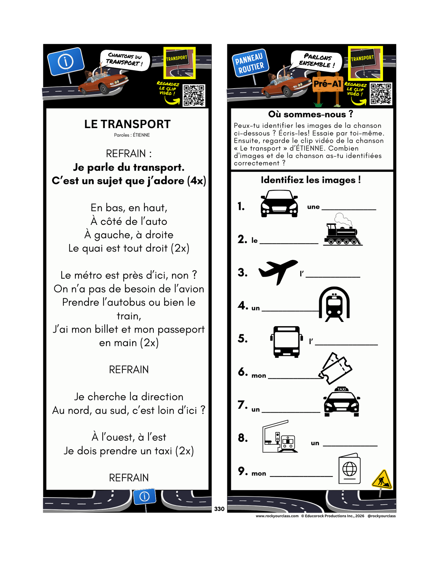 TRANSPORT (Pré-A1 beginner to B2 advanced levels) FULL FOREVER RESOURCE PLATFORM ACCESS